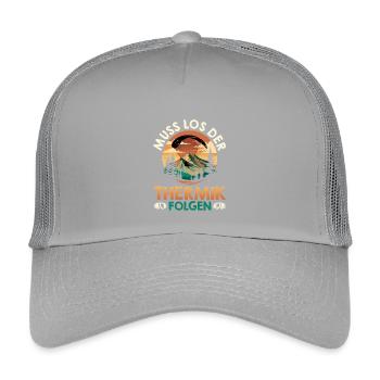Gleitschirm MUSS LOS DER THERMIK FOLGEN Lustig - Kinder Trucker-Cap - Hellgrau - Vorne