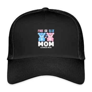 Pink Oder Blau Mama Liebt Dich - Kinder Trucker-Cap - Schwarz/Schwarz - Vorne