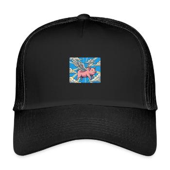 Vol des cochons dans le faisceau de nuages - Casquette trucker enfant - noir/noir - Devant