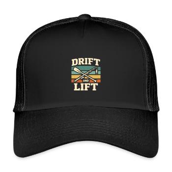Treiben & Drillen | Kajak Angeln Retro - Kinder Trucker-Cap - Schwarz/Schwarz - Vorne