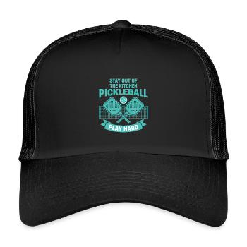 Pickleball Stay Out Of The Kitchen Play Hard Funny - Kids’ Trucker Cap - black/black - Front