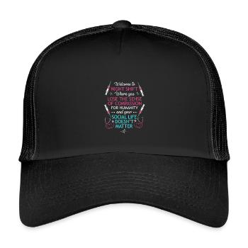 Infirmier de nuit Infirmier Infirmier Hôpital - Casquette trucker enfant - noir/noir - Devant