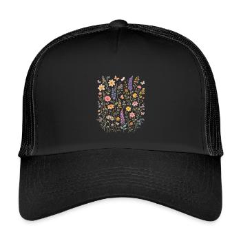 Wildflowers Flowers Flowers Natural Botanical Garden - Kids’ Trucker Cap - black/black - Front