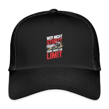  Wer Nicht Stürzt Fährt Fährt Nicht Am Limit - Kinder Trucker-Cap - Schwarz/Schwarz - Vorne