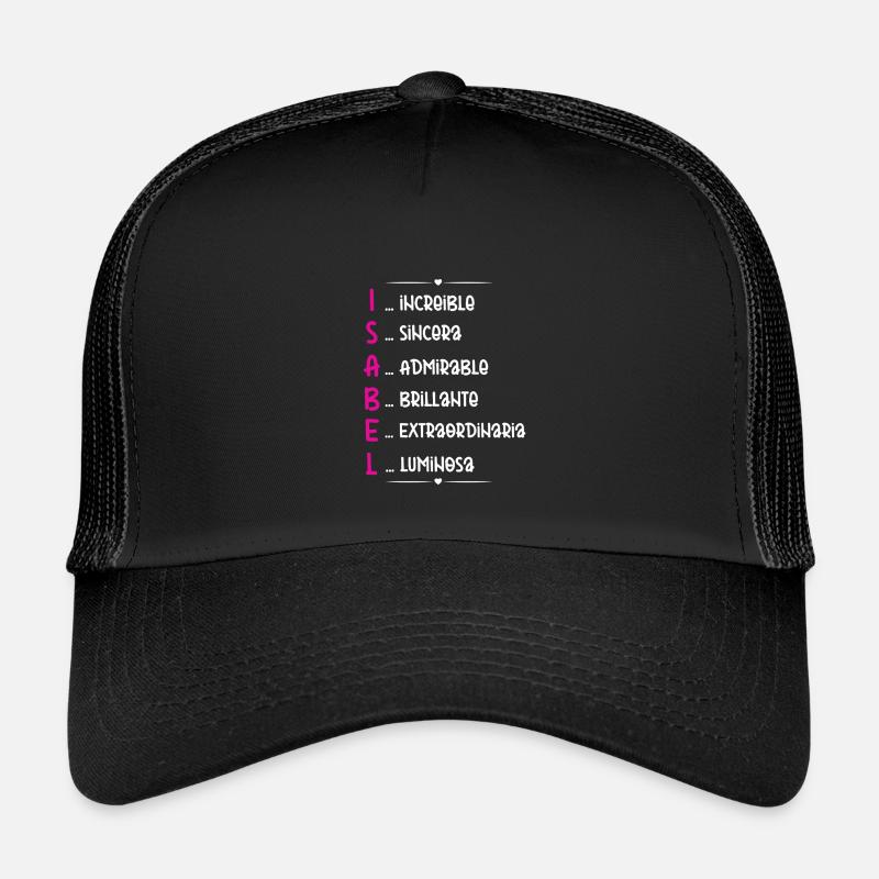 Isabel Name Personalized Gift - Kids’ Trucker Cap - black/black