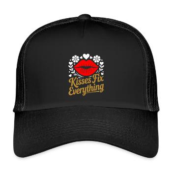 Küsse heilen alles - Kinder Trucker-Cap - Schwarz/Schwarz - Vorne