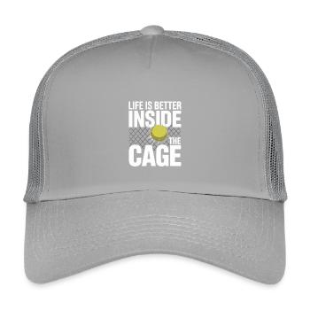 Padel Spieler Life Is Better Inside The Cage Padel - Kinder Trucker-Cap - Hellgrau - Vorne