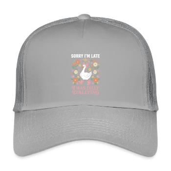 Funny goose with flowers and bow - Kids’ Trucker Cap - light grey - Front
