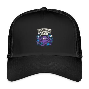 Funny Octopus Overstimulated - Kids’ Trucker Cap - black/black - Front