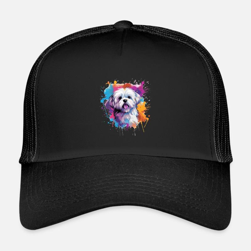 Farbenfrohe Spritzkunst Malteserhund Kinder Trucker-Cap