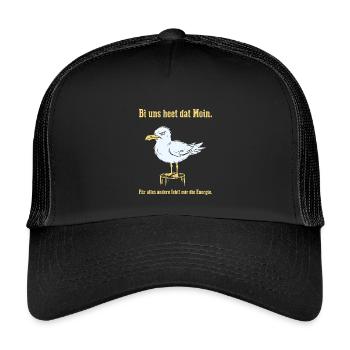 Moin Möwe Norddeutschland Humor Design - Kinder Trucker-Cap - Schwarz/Schwarz - Vorne
