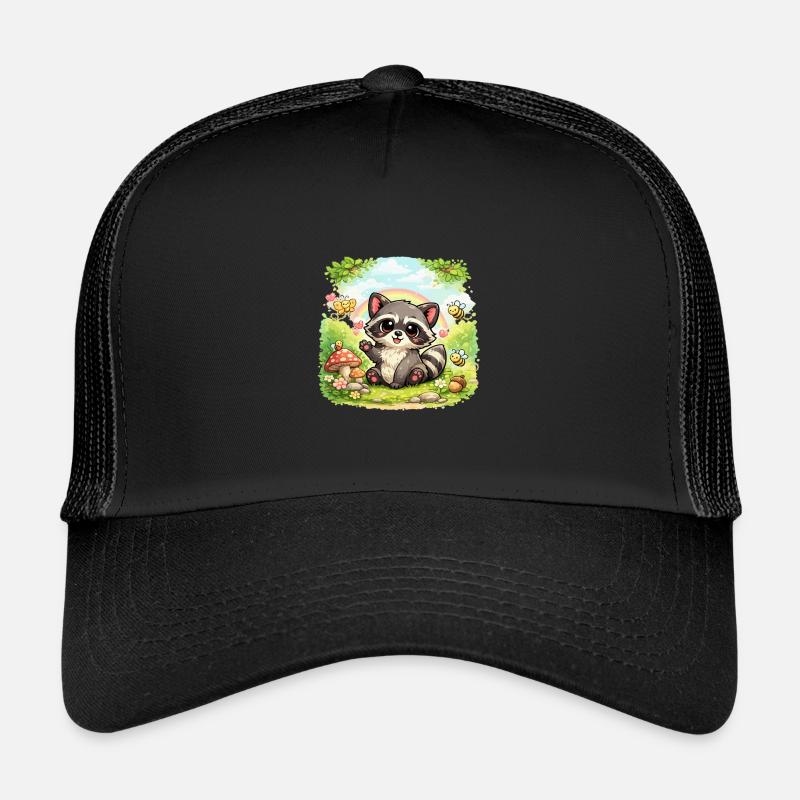 Petit raton laveur dans un paradis fleuri Casquette trucker enfant