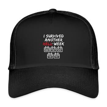 I Survived Another Hell of a Week - Funny Office - Kids’ Trucker Cap - black/black - Front