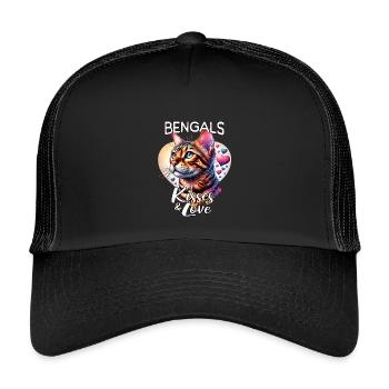 Amour des chats du Bengale - Casquette trucker enfant - noir/noir - Devant