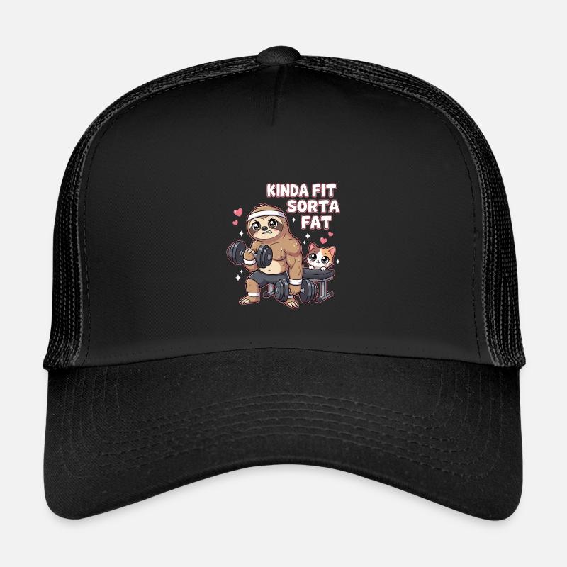 Kinda Fit Sorta Fat Sloth Weightlifting Kids’ Trucker Cap