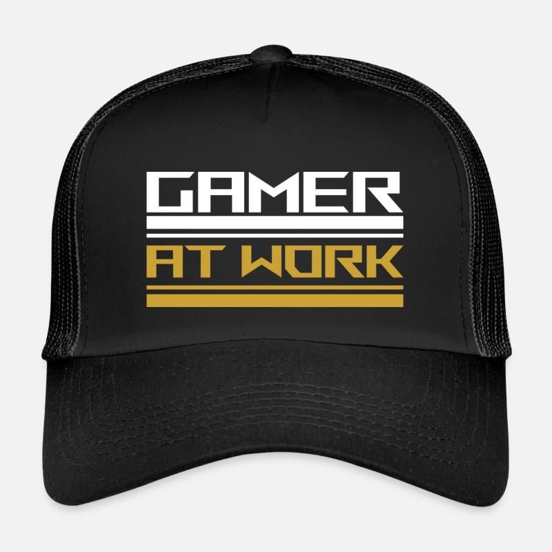Gamer at work white - Kinder Trucker-Cap - Schwarz/Schwarz