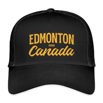 Edmonton, Alberta, Canada – Lettrage rétro - Casquette trucker enfant - noir/noir - Devant