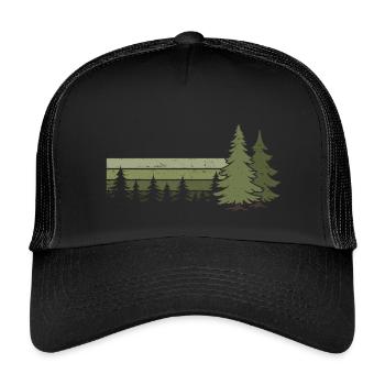 Wald Bäume Natur Naturliebhaber Wildnis Nadelbaum - Kinder Trucker-Cap - Schwarz/Schwarz - Vorne