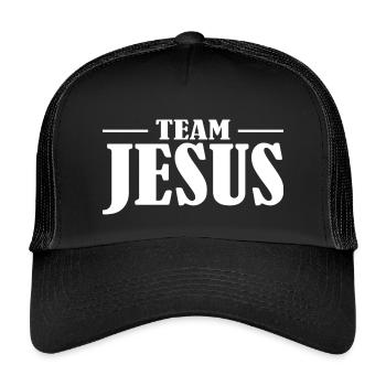 Team Jesus Schriftzug Design - Kinder Trucker-Cap - Schwarz/Schwarz - Vorne