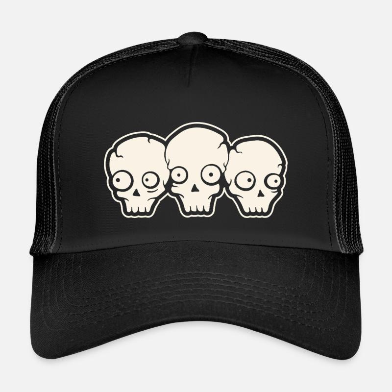 Totenkopf - Kinder Trucker-Cap - Schwarz/Schwarz