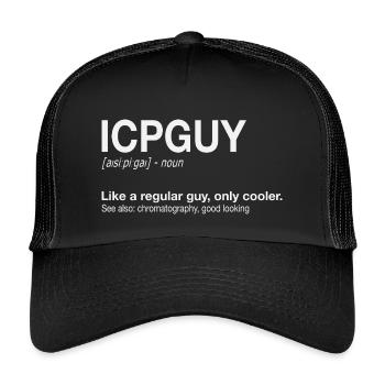 ICP-MS Guy Mass Spectrometry Plasma - Kids’ Trucker Cap - black/black - Front