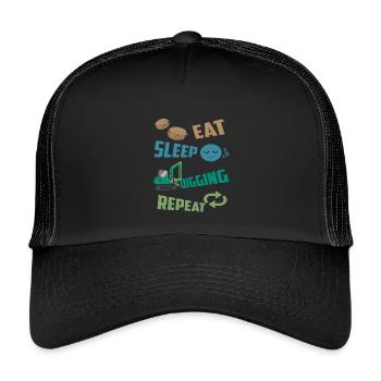 Baggerfahrer - Kinder Trucker-Cap - Schwarz/Schwarz - Vorne