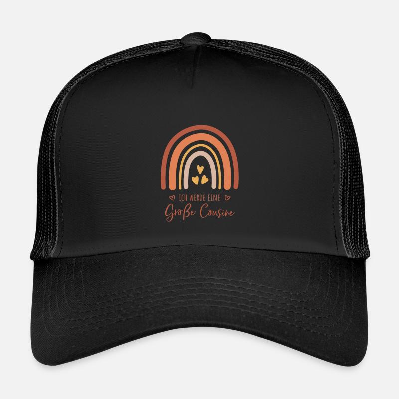 Ich werde eine große Cousine / Boho Regenbogen - Kinder Trucker-Cap - Schwarz/Schwarz