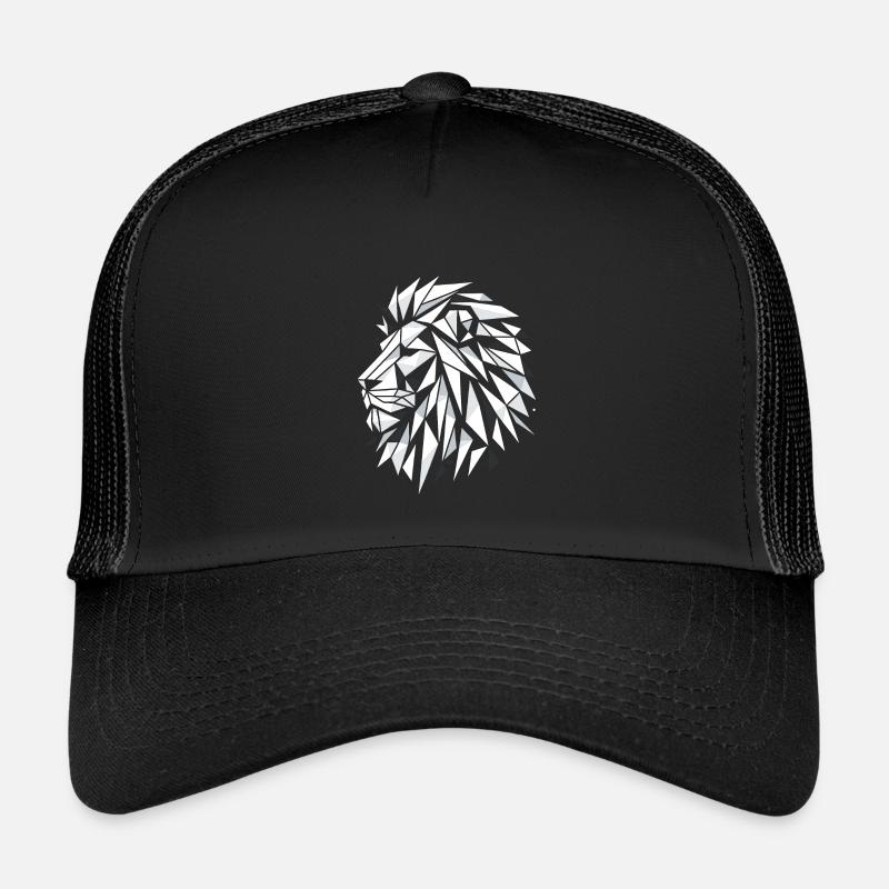 Geometric Triangle Circle Black and White Lion Head - Kids’ Trucker Cap - black/black