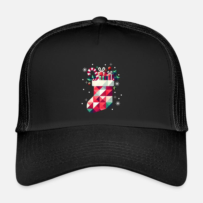 Bunter Weihnachtsstrumpf voller Geschenke - Kinder Trucker-Cap - Schwarz/Schwarz