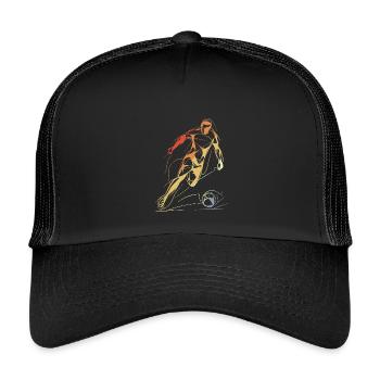 Vintage Fußballspieler Skizze - Kinder Trucker-Cap - Schwarz/Schwarz - Vorne