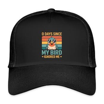 0 Days Since My Bird Ignored Me Bird Lover - Kids’ Trucker Cap - black/black - Front