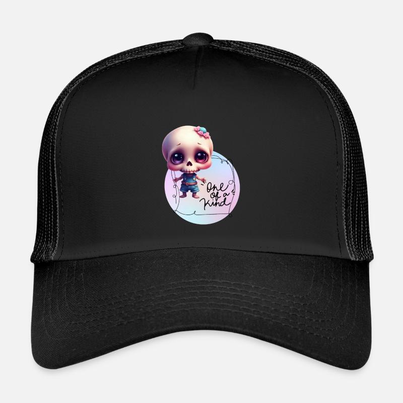 Skelettchen "Einzigartig"  - Kinder Trucker-Cap - Schwarz/Schwarz