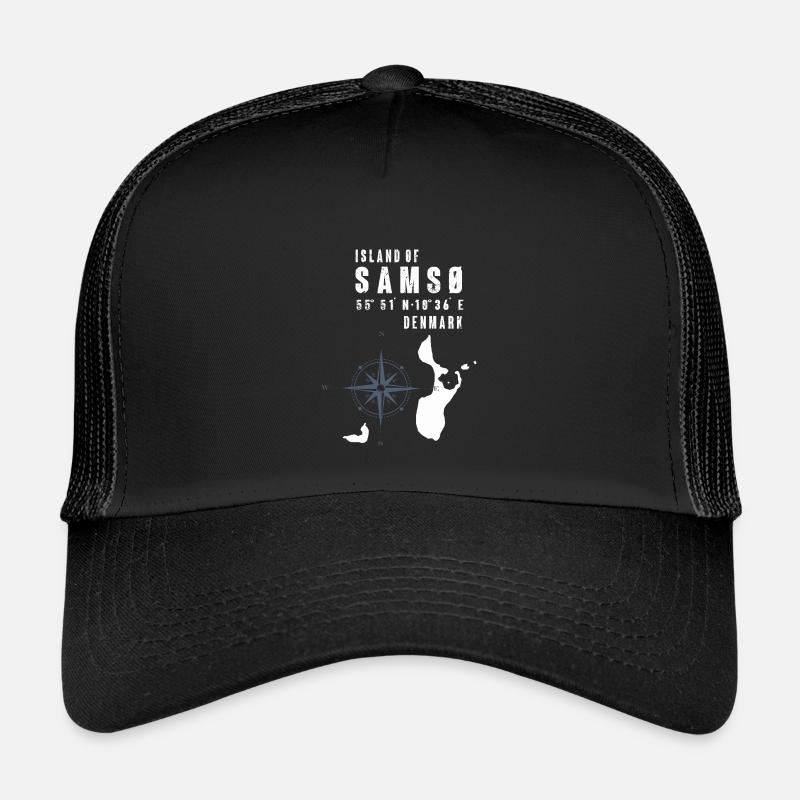 Samsø Samsoe Inselumriss Kompass - Kinder Trucker-Cap - Schwarz/Schwarz