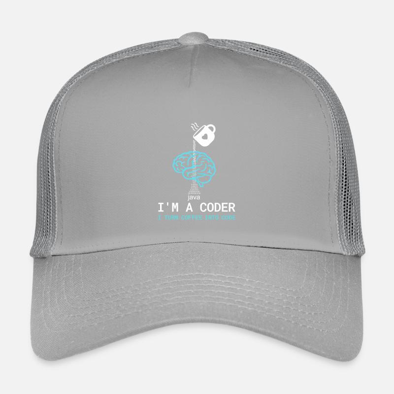 Coder T-Shirt: Coffee into Code – Nerdy Programmie Kinder Trucker-Cap