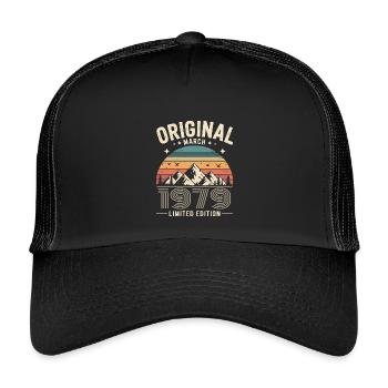 Vintage Born in March 1979 Original 47 years ago - Kids’ Trucker Cap - black/black - Front
