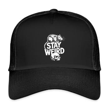 Bleib eigenwillig Ratte und Schädel - Kinder Trucker-Cap - Schwarz/Schwarz - Vorne