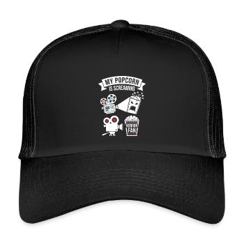 Mon popcorn est fan d’horreur en cri - Casquette trucker enfant - noir/noir - Devant