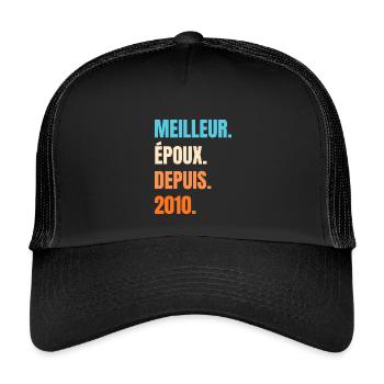 Bester Ehemann seit 2010 Geschenk-Ehemann - Kinder Trucker-Cap - Schwarz/Schwarz - Vorne