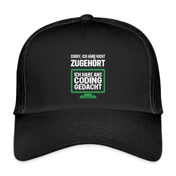 Coding Gedacht Bildschirm Spruch - Kinder Trucker-Cap - Schwarz/Schwarz - Vorne