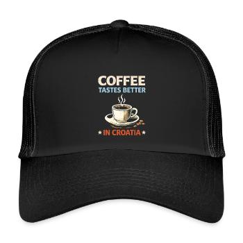 Coffee tastes better in Croatia - Kids’ Trucker Cap - black/black - Front