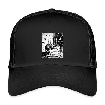 Monochrome Birthday Cake Candles - Kids’ Trucker Cap - black/black - Front