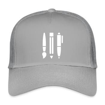 Pinsel, Bleistift und Stift - Kunst Symbol - Kinder Trucker-Cap - Hellgrau - Vorne