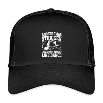 Line Dance Oma mit Cowboyhut - Kinder Trucker-Cap - Schwarz/Schwarz - Vorne