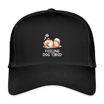 Feeling Dog Tired Pomeranian Pomeranian Pomeranian Spitz Dog - Kids’ Trucker Cap - black/black - Front