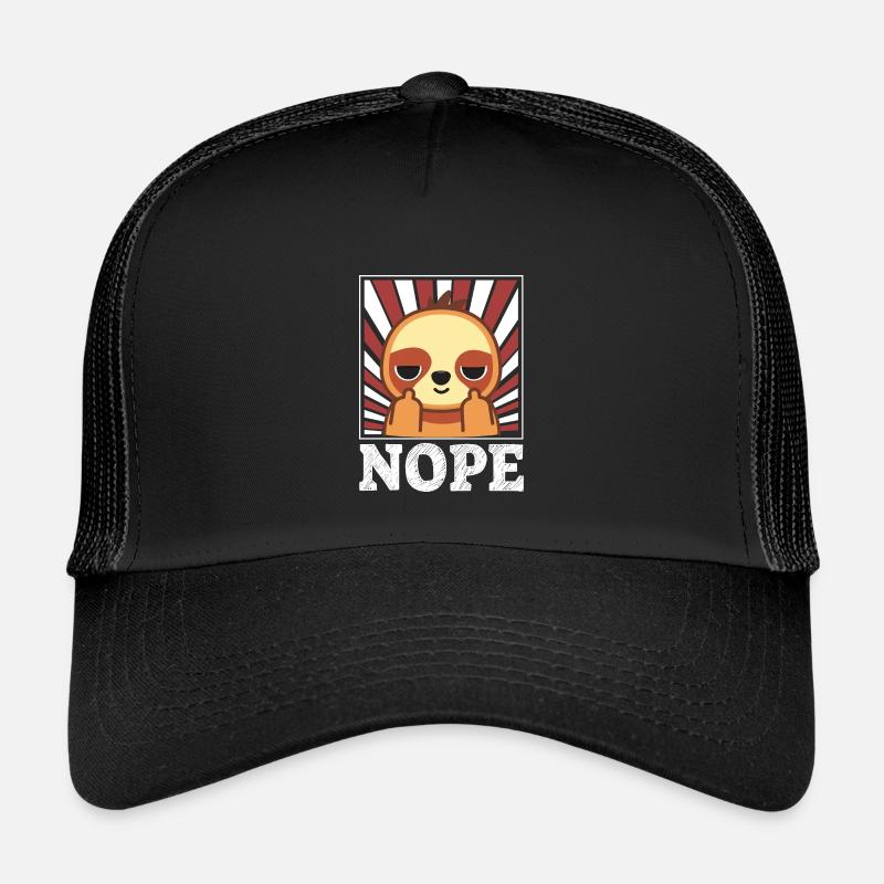 Nope - sloth with middle finger - Kids’ Trucker Cap - black/black