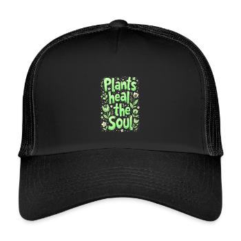 PLANTS HEAL THE SOUL - Kids’ Trucker Cap - black/black - Front