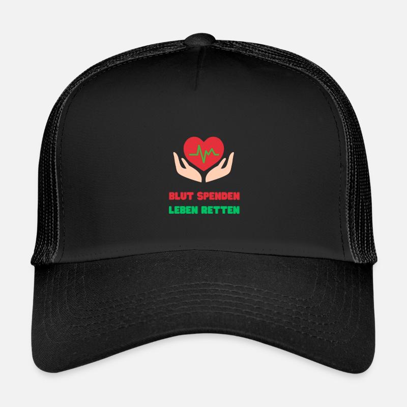 Blut Spenden, Leben Retten - Kinder Trucker-Cap - Schwarz/Schwarz