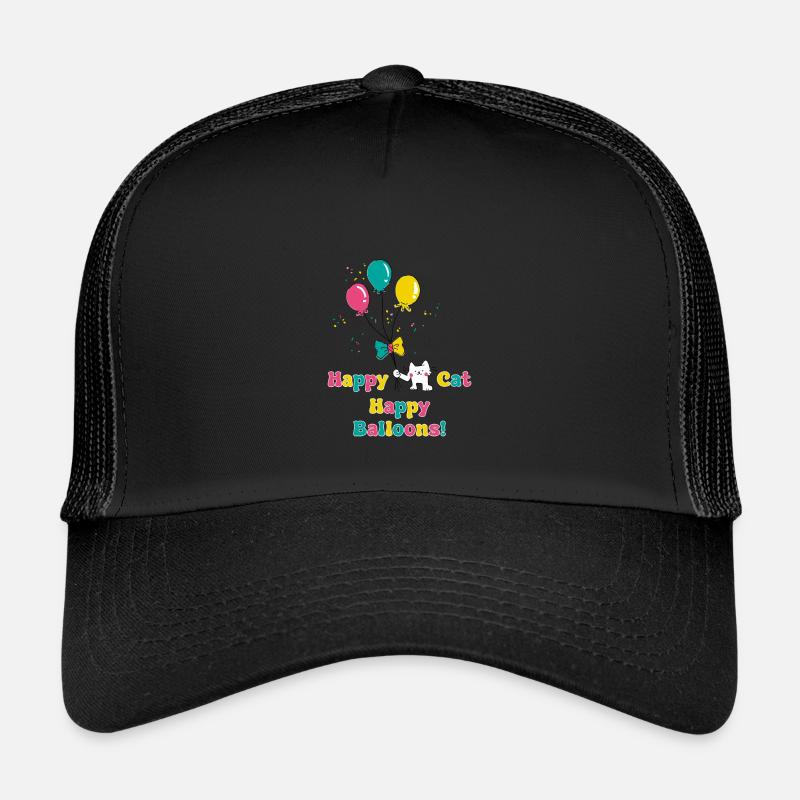 Happy Cat Happy Ballons - Kinder Trucker-Cap - Schwarz/Schwarz
