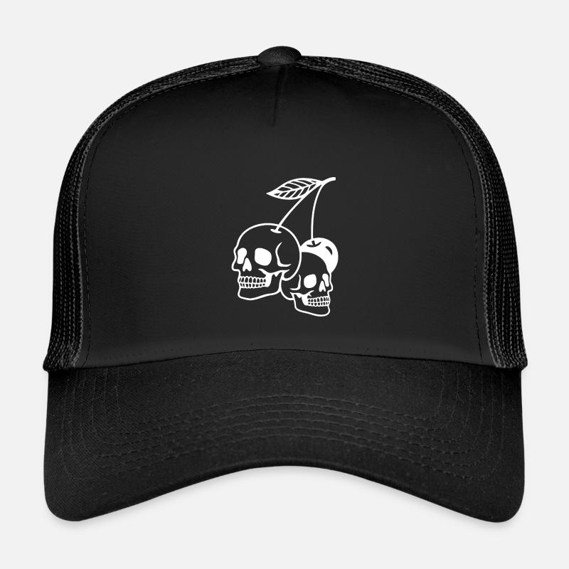 Dark Cherry Skull Illustration - Kids’ Trucker Cap - black/black