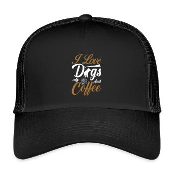 love coffee and dogs - Kids’ Trucker Cap - black/black - Front